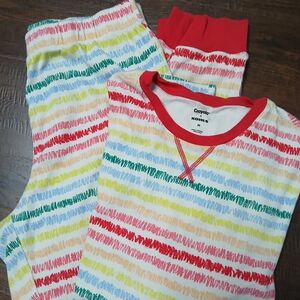 Crayola Rainbow Scribble Stripe Kids Pajama Set with Red Trim